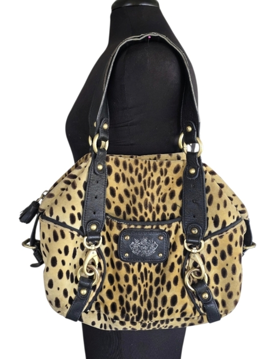Juicy Couture Handbags - Juicy Couture Leopard Velour Shoulder Bag Y2K Black Trim and Gold Hardware